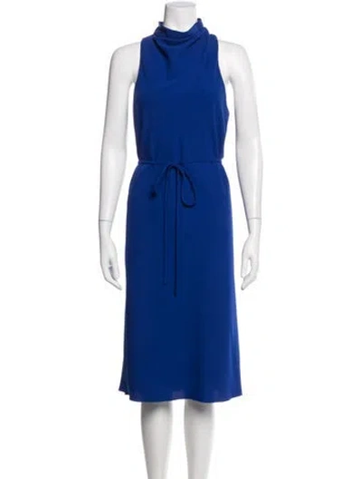 Pre-owned Camilla And Marc Mock Neck Midi Length Dress In Blue