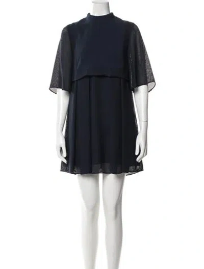 Pre-owned Camilla And Marc Mock Neck Mini Dress In Blue