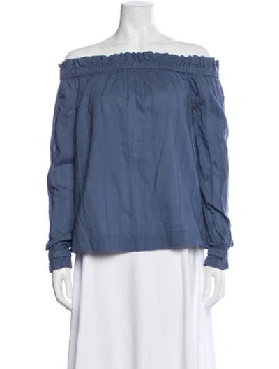 Pre-owned Camilla And Marc Off-the-shoulder Long Sleeve Top In Blue