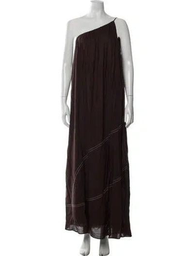 Pre-owned Camilla And Marc One-shoulder Long Dress In Brown