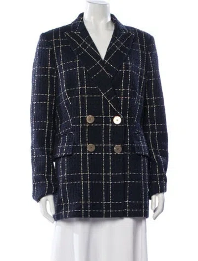 Pre-owned Camilla And Marc Plaid Print Blazer In Blue