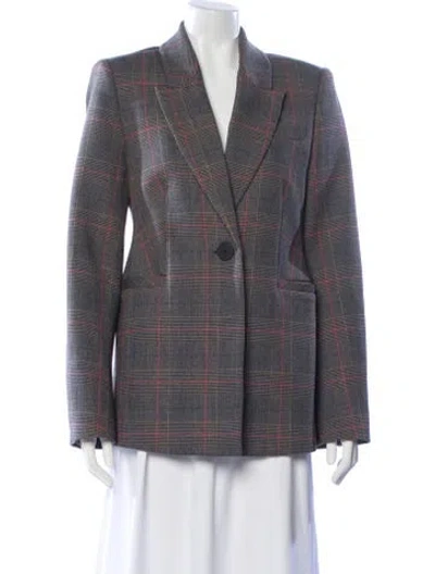Pre-owned Camilla And Marc Plaid Print Coat In Gray
