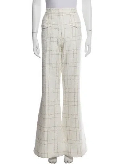 Pre-owned Camilla And Marc Plaid Print Flared Pants In Neutral