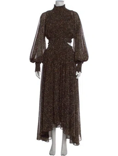 Pre-owned Camilla And Marc Printed Long Dress In Brown