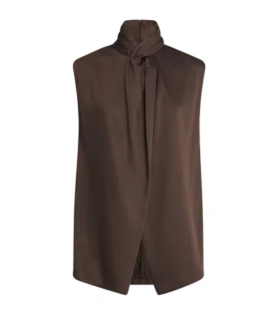 Camilla And Marc Satin Aaron Sleeveless Top In Brown