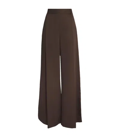 Camilla And Marc Satin Aaron Wide-leg Trousers In Brown