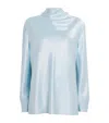 Camilla And Marc Satin Draped Chimera Blouse In Blue