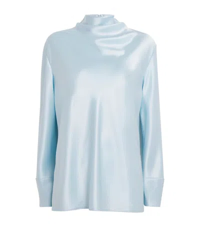 Camilla And Marc Satin Draped Chimera Blouse In Blue