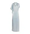 Camilla And Marc Satin Draped Chimera Maxi Dress In Blue