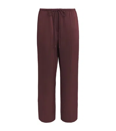 Camilla And Marc Satin Drawstring Ground Trousers In Burgundy