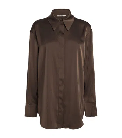 Camilla And Marc Satin Flux Shirt In Brown