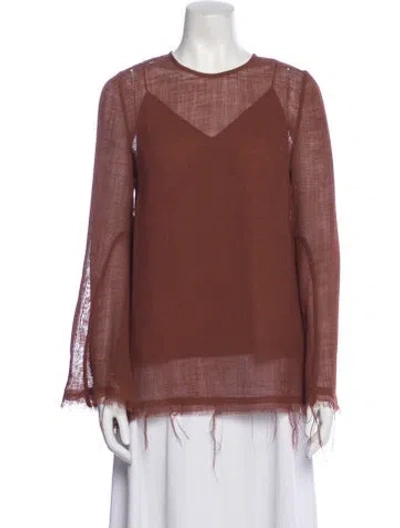 Pre-owned Camilla And Marc Scoop Neck Long Sleeve Top In Brown