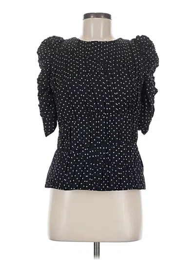 Pre-owned Camilla And Marc Short Sleeve Silk Top Black Sweetheart Neckline Tops