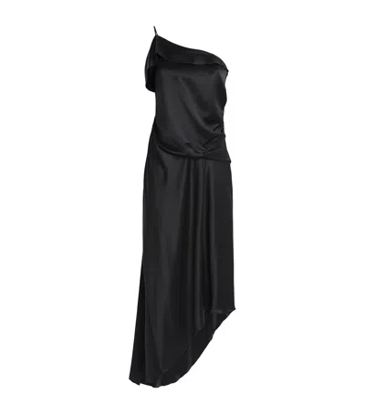 Camilla And Marc Silk Asymmetric Odessa Maxi Dress In Black