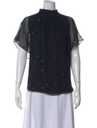 Pre-owned Camilla And Marc Silk Floral Print Blouse In Blue