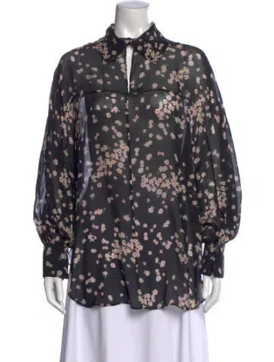 Pre-owned Camilla And Marc Silk Floral Print Blouse In Multi