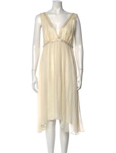 Pre-owned Camilla And Marc Silk Midi Length Dress In Metallic/neutrals