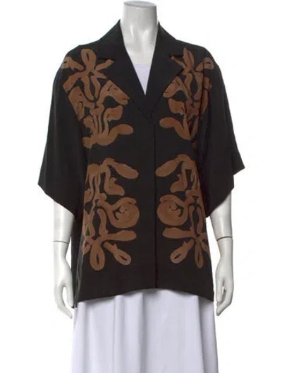 Pre-owned Camilla And Marc Silk Printed Top In Black