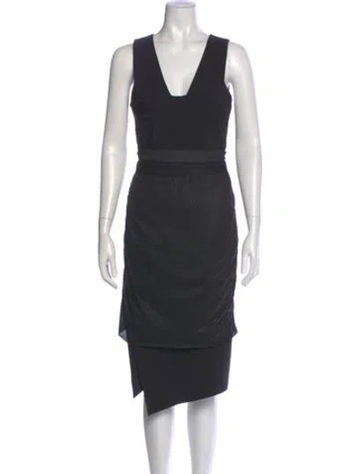 Pre-owned Camilla And Marc Square Neckline Midi Length Dress In Gray