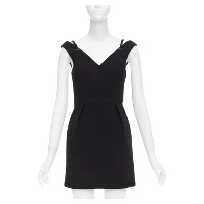 Pre-owned Camilla And Marc Stella Black Rope Applique Cold Shoulder Mini Dress Uk6 Xs