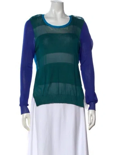 Pre-owned Camilla And Marc Striped Crew Neck Top In Blue
