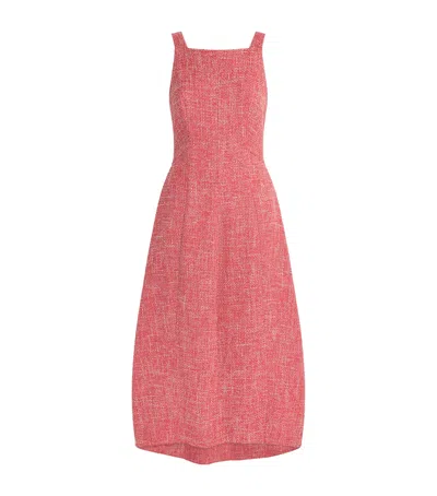 Camilla And Marc Tweed Scoop-back Carmine Midi Dress In Red