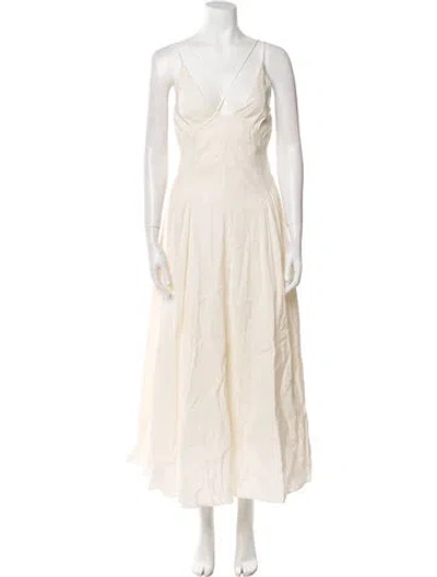Pre-owned Camilla And Marc V-neck Long Dress In Neutral