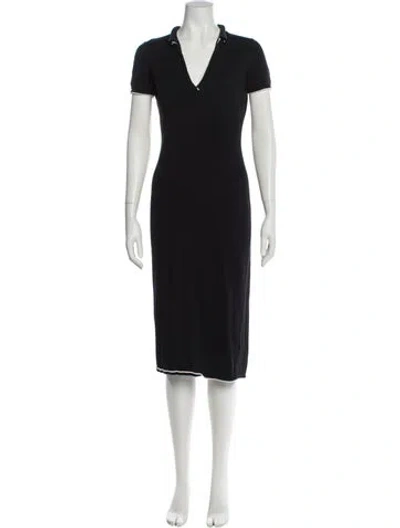Pre-owned Camilla And Marc V-neck Midi Length Dress In Black