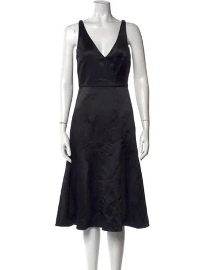 Pre-owned Camilla And Marc V-neck Midi Length Dress In Black