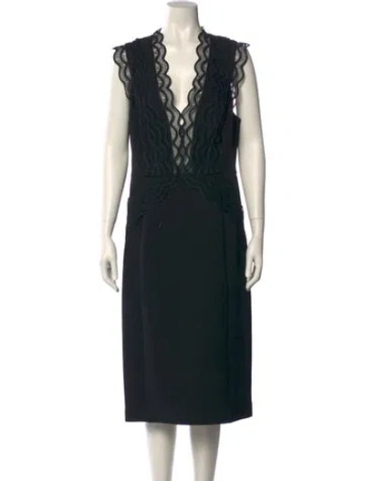 Pre-owned Camilla And Marc V-neck Midi Length Dress In Black
