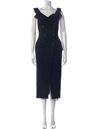 Pre-owned Camilla And Marc V-neck Midi Length Dress In Blue