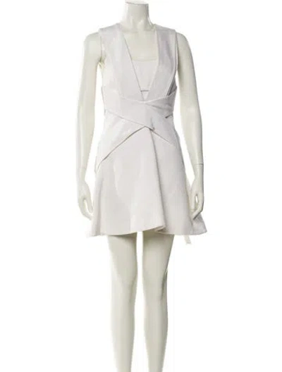 Pre-owned Camilla And Marc V-neck Mini Dress In White