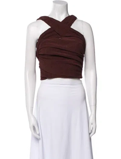 Pre-owned Camilla And Marc V-neck Sleeveless Crop Top In Brown
