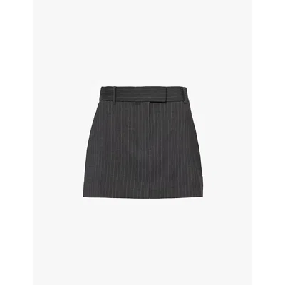 Camilla And Marc Womens Charcoal Pinstripe Brancusi Pinstriped Wool-blend Woven Mini Skirt