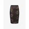 Camilla And Marc Womens Black Eleri Lace Stretch-woven Midi Skirt In Black