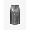 Camilla And Marc Womens Black Facade Sequin Woven Midi Skirt In Gray