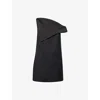 Camilla And Marc Womens Black Natalini Draped Wool-blend Mini Dress In Black