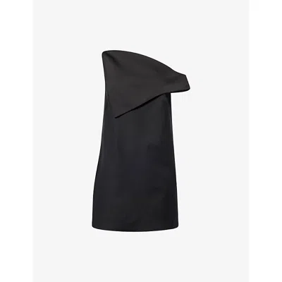 Camilla And Marc Womens Black Natalini Draped Wool-blend Mini Dress