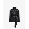 Camilla And Marc Womens Black Parity Belted Faux-leather Jacket