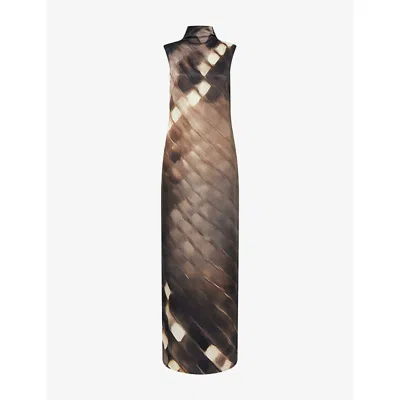 Camilla And Marc Womens  Asper Graphic-pattern Woven Maxi Dress In Brown