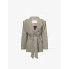 Camilla And Marc Womens Noma Oversized Belted Woven Blazer Khaki Marle In Gray