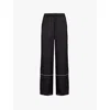 Shop Camilla And Marc Womens  Somme Elasticated-waistband Straight-leg Mid-rise Satin Trousers In Black