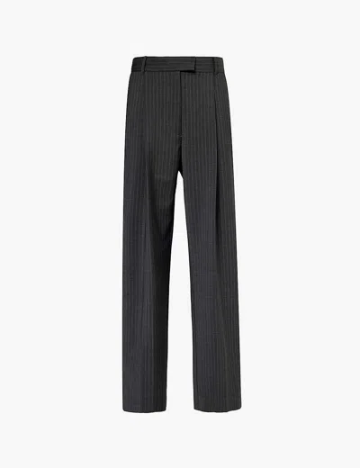 Camilla And Marc Womens Charcoal Pinstripe Brancusi Pinstriped Straight-leg High-rise Stretch-woven