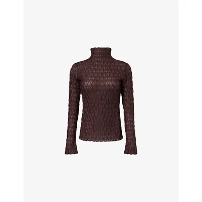 Camilla And Marc Womens Chocolate Sissil Long-sleeve Stretch-woven Top In Brown