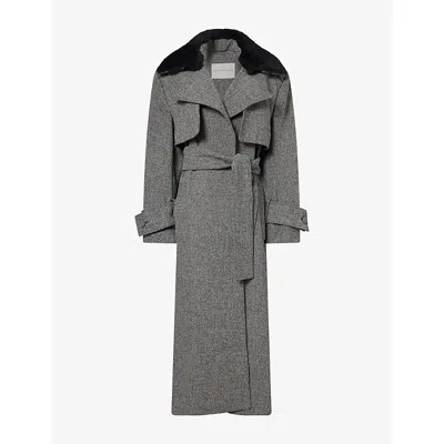 Camilla And Marc Womens Cinder Belted Wool-blend Coat Charcoal In Gray