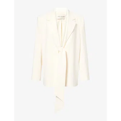 Camilla And Marc Womens Darien Notch-lapel Woven Blazer Cream In Multi