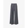 Camilla And Marc Womens Dark Charcoal Seidler Wide-leg Wool-blend Trousers