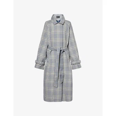 Camilla And Marc Womens Khaki Plaid Delta Plaid Check-print Woven Trench Coat Xs In Brown