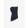 Camilla And Marc Womens Dusty Blue Ando Twisted Stretch-woven Top