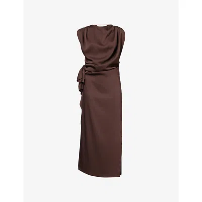 Camilla And Marc Womens Espresso Elowyn Draped Woven Midi Dress In Brown